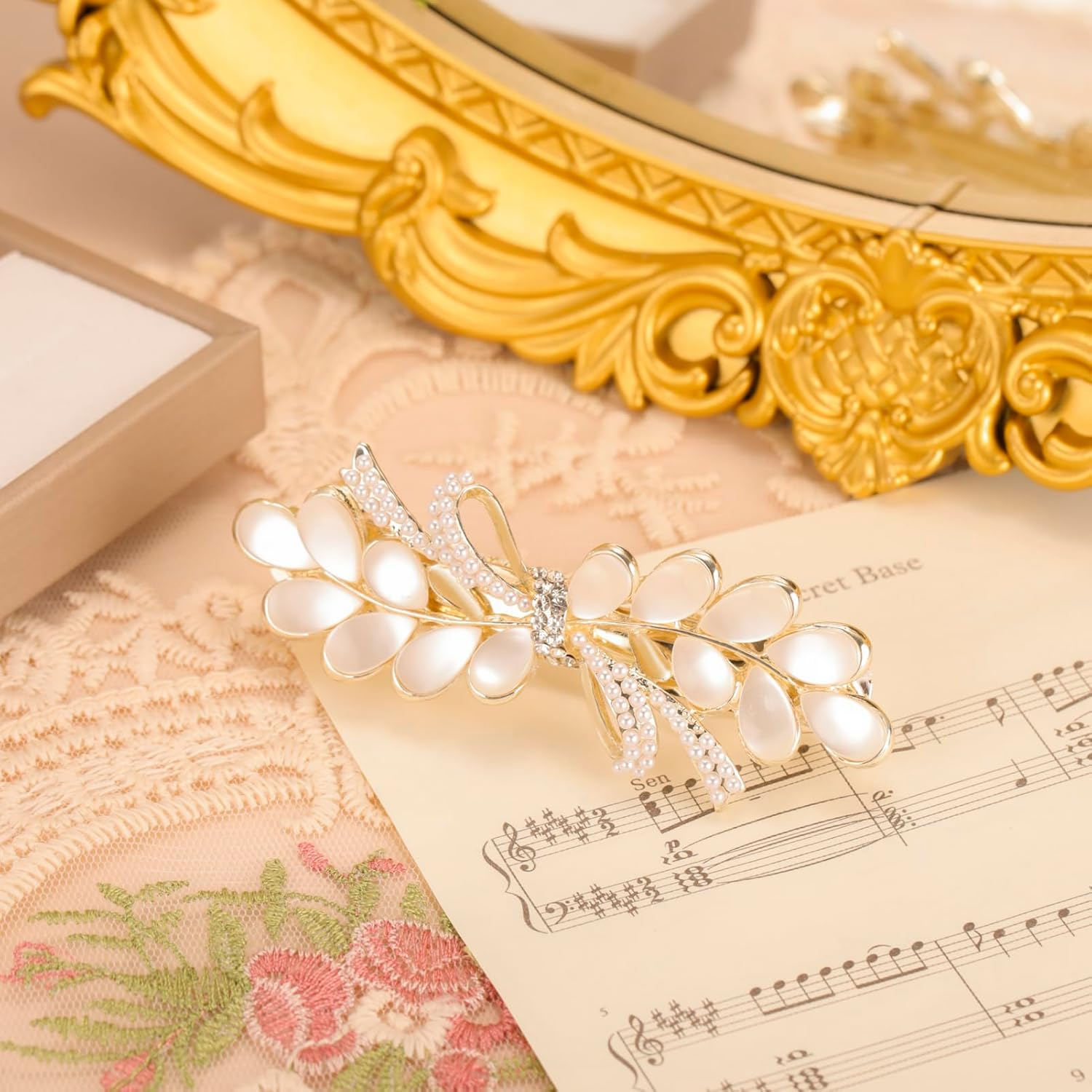 KKJOY Elegant Wisteria Hair Clips Barrettes Hand Crafted Spring Clip Metal Headpieces Wedding Bridal Hair Accessories for Women Charming Ladies image number 5