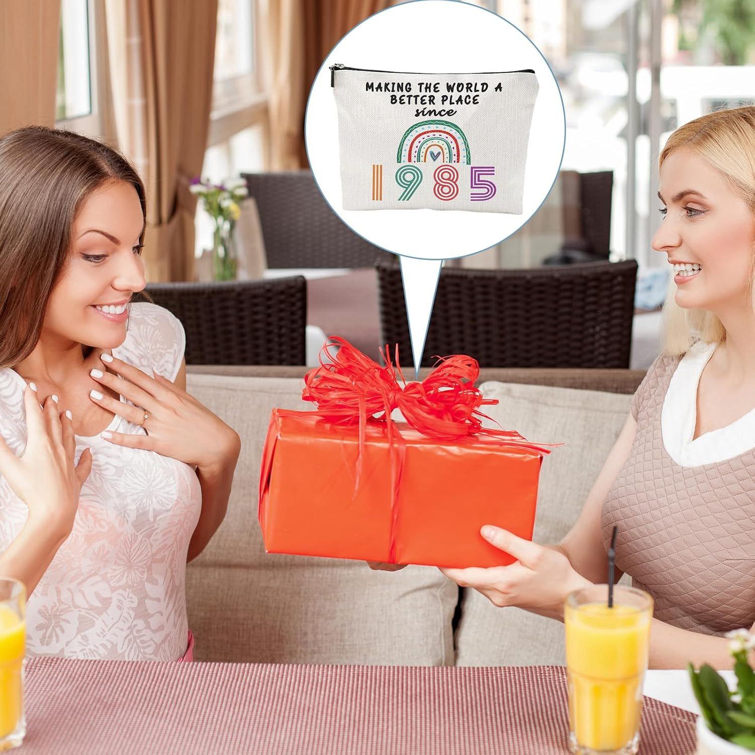 AYNKH 1 Pack Cosmetics Bag for Women, Funny 40Th Birthday Gift for Mum, Best Friend, Sister, Wife Cosmetics Bag, Presents for Female 40Th Birthday,1985, off White, Modern image number 1