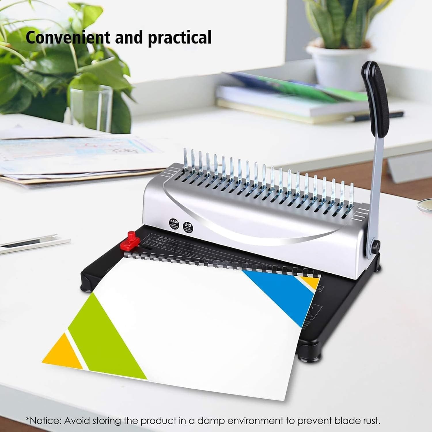 21Holes Binding Machine, Comb Binding Machines with 100PCS Comb Bindings Spines, 450 Sheets Book Binder for Letter Size, A4, A5 Paper image number 2