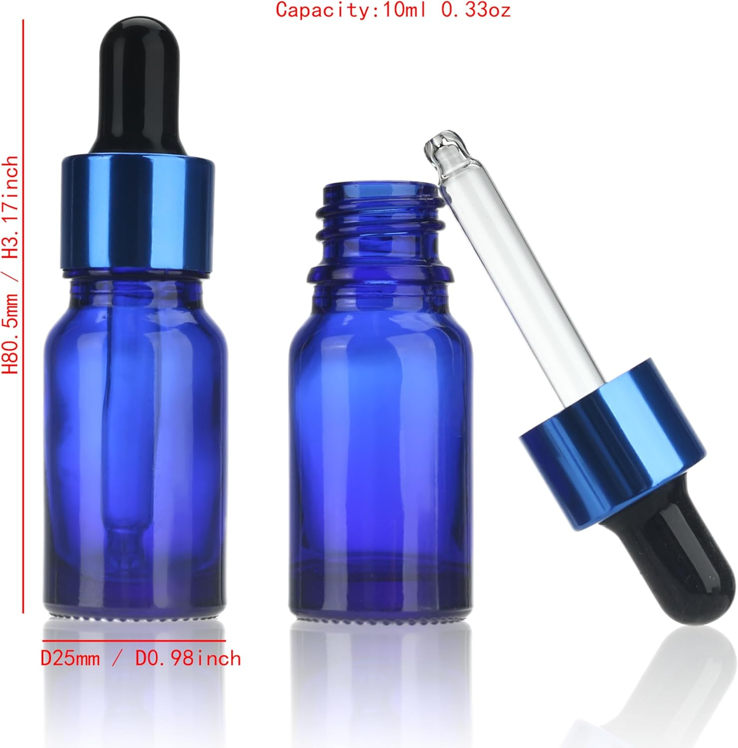 COSIDEA 30 Pcs Empty 10Ml 0.33Oz Blue Dropper Bottle Essential Oil Droppers for Liquids Travel Containers Refillable Wholesale image number 1