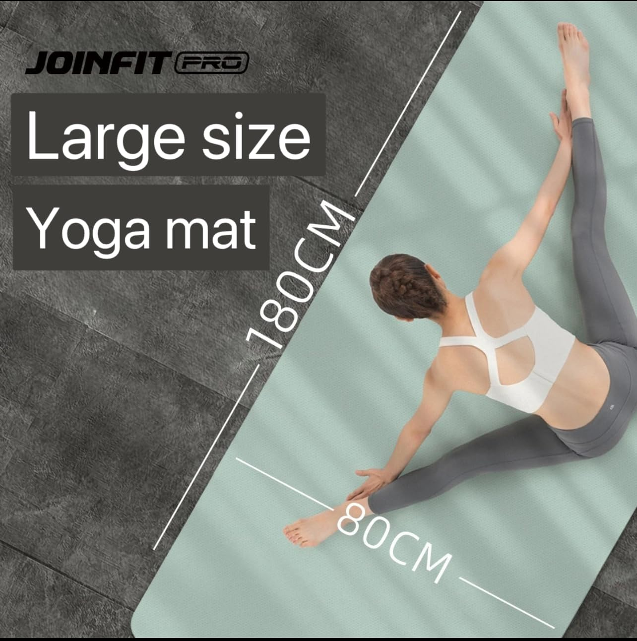 Essential Wide Large Yoga Mat,180Cm X 80Cm X 6Mm, TPE Yoga Mat Non-Slip Textured, High-Density Padding for Knee Comfort, Perfect for Yoga, Pilates,Gym Workouts,Exercise image number 2
