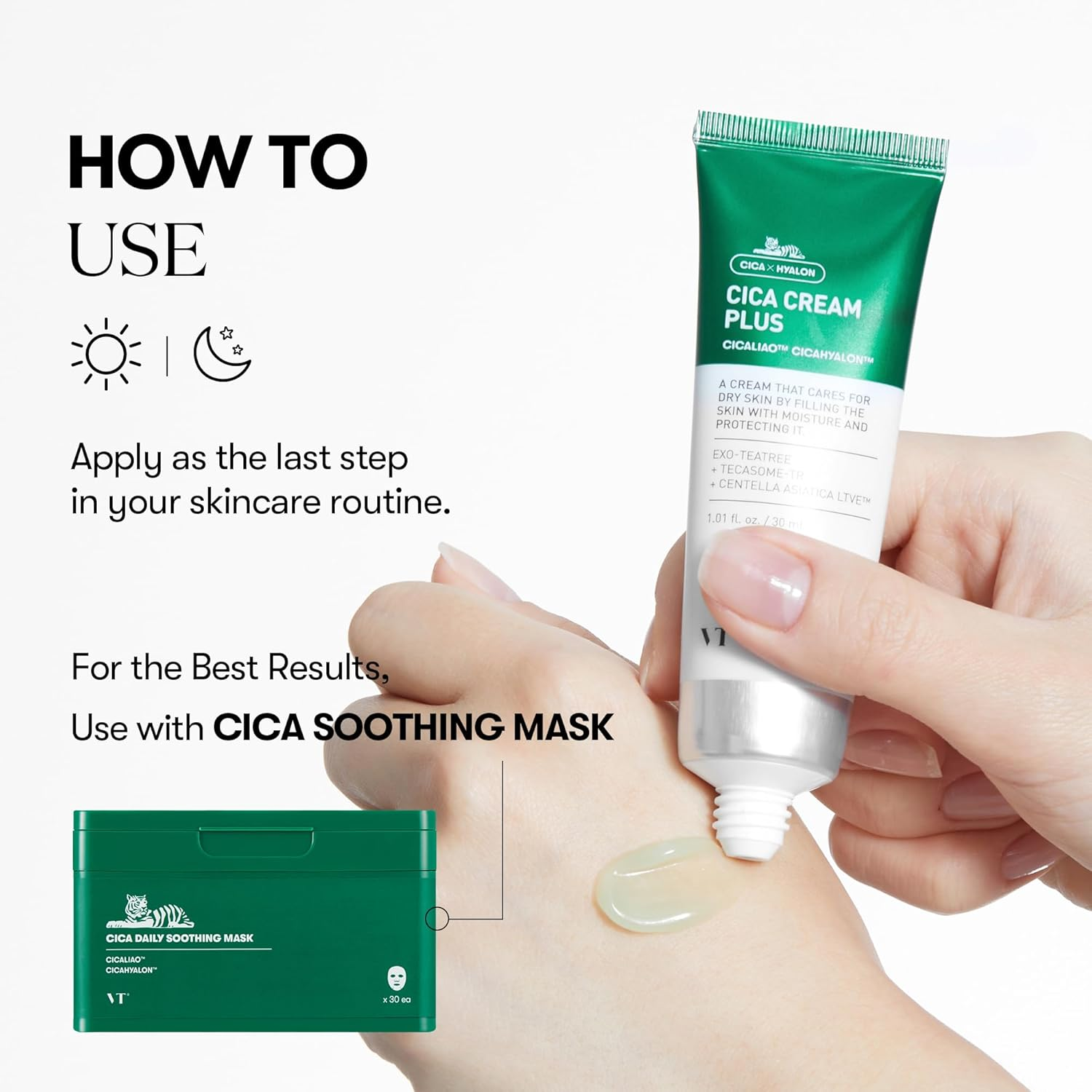 VT COSMETICS Cica Cream Plus, Hydrating & Calming Face Moisturizer with Centella Asiatica, Lightweight Soothing Cream for Acne, Oily, Dry and Sensitive Skin, Korean Skincare for Acne Prone Skin image number 4