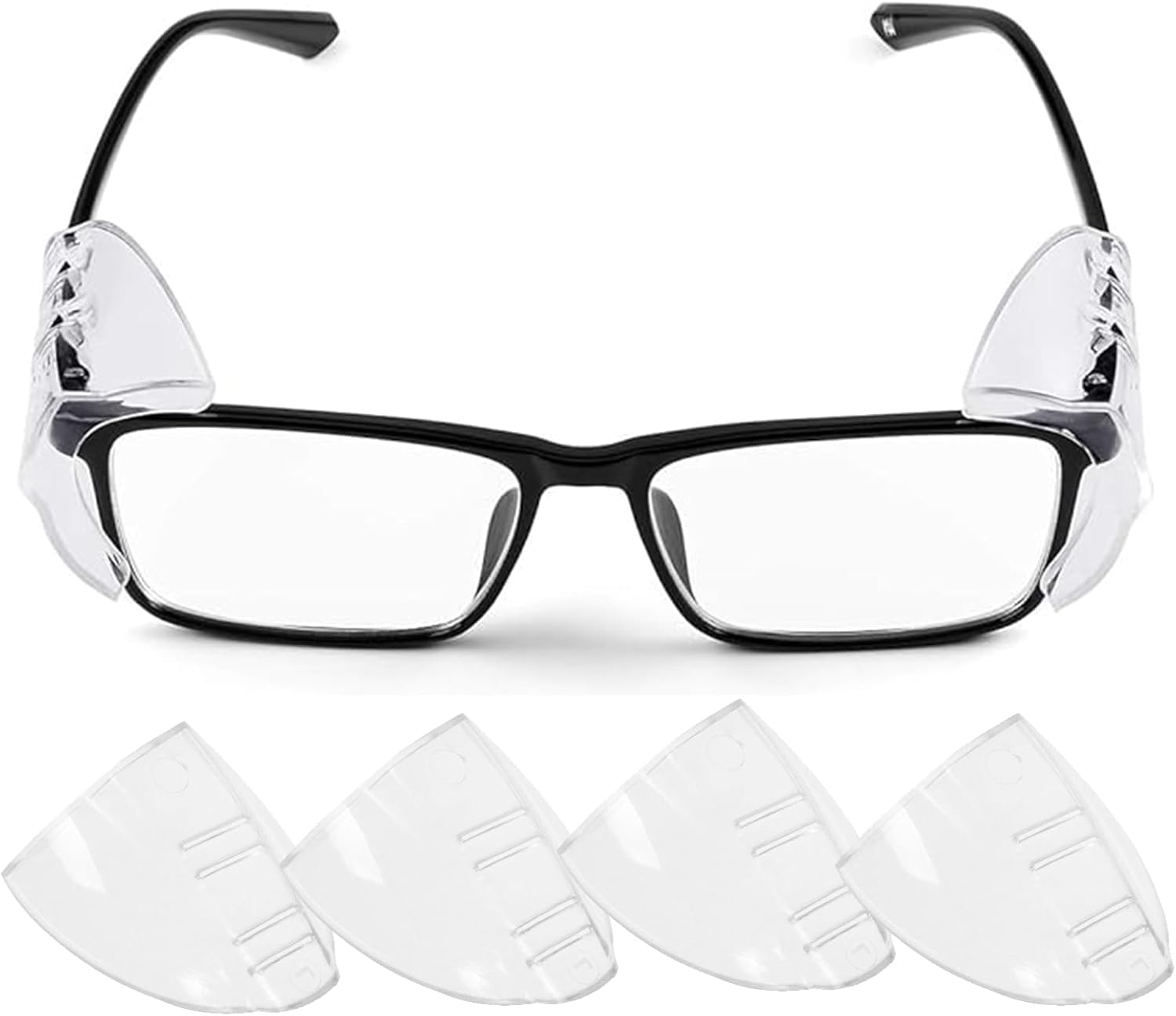 Mizoxy 2 Pairs Safety Eyeglass Side Shields, Slip-On Clear Protection for  Glasses, Fits Small to Medium Eyewear for Added Safety image number 2