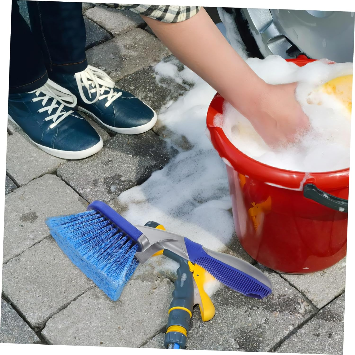 BRIGHTFUFU 2Pcs Car Rim Brush with Ergonomic Handles Soft Bristle Wheel Cleaners for Auto Detailing Fit Tire and Wheel Cleaning Tools for Efficient Car Care