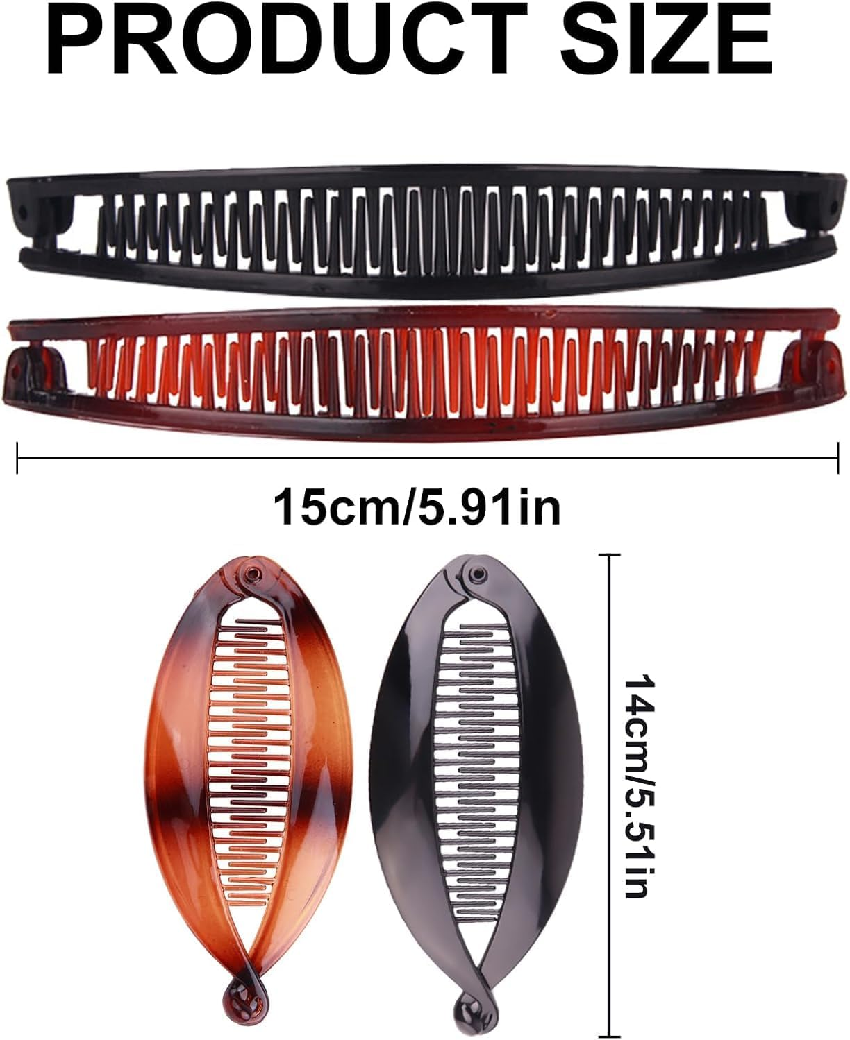 Pack of 4 Banana Clips, Retro Female Hair Accessory Hair Comb, Fishtail Hair Accessories, French Banana Clip Combs, Applicability, Suitable for Long, Curly or Straight Hair image number 2