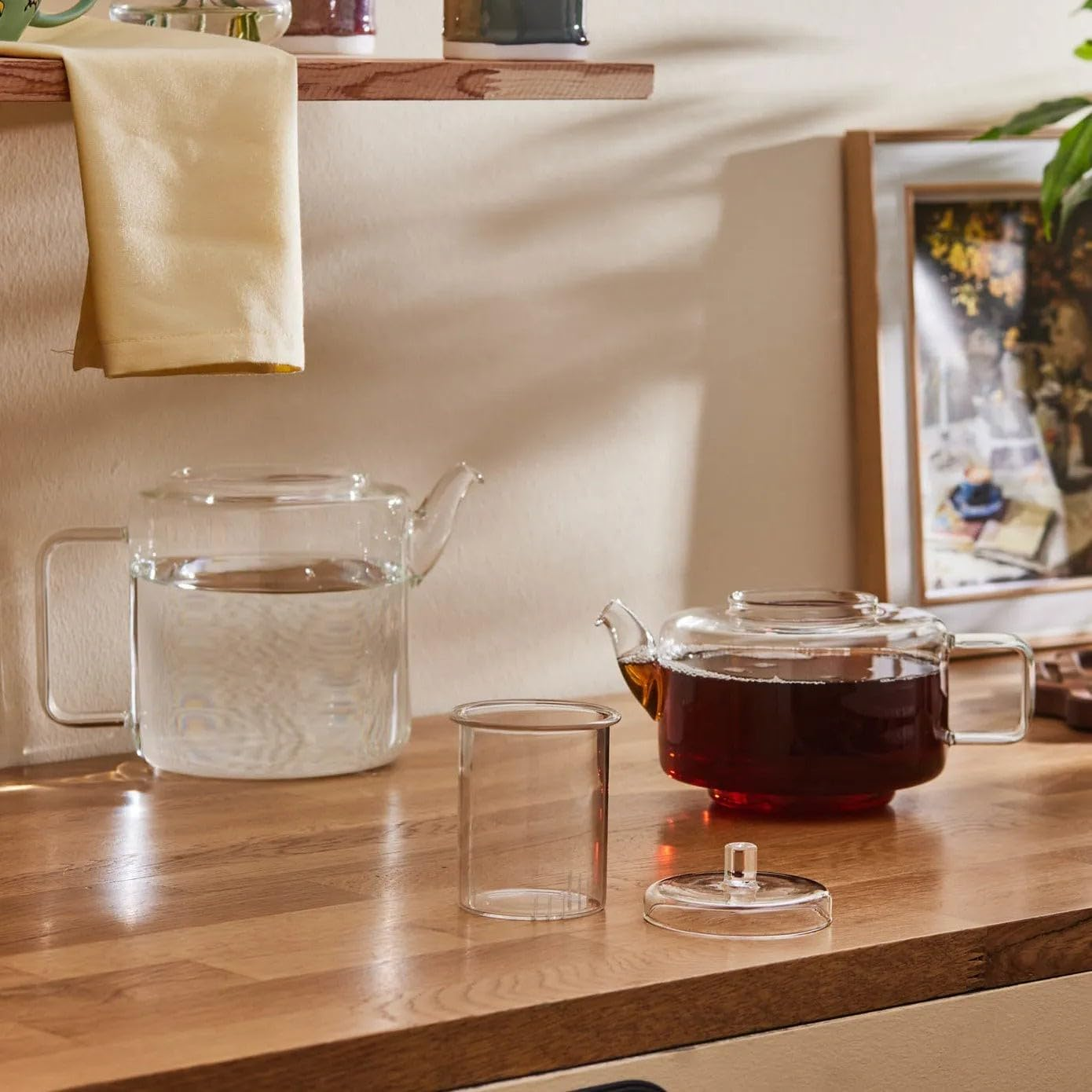 Karaca Flat Borosilicate Glass Teapot with Infuser - Clear Turkish Tea Maker - Ideal for Herbal, Loose Leaf - Teapot with Strainer (1.10L) & Tea Kettle (1.75L) for Stovetop - Luster image number 5