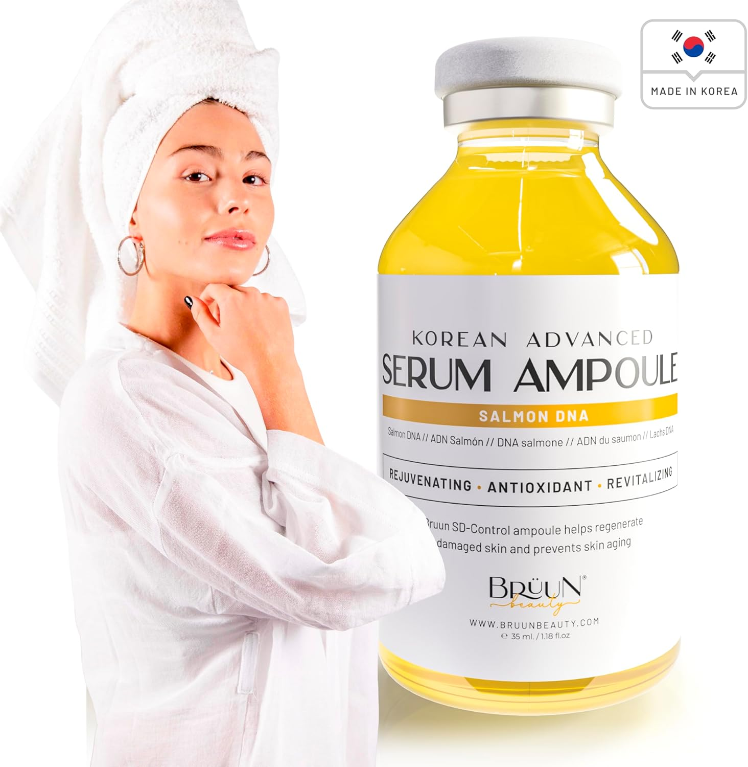 BR&Uuml;UN SD - Control Salmon DNA Ampoule - Micro Needling Korean Serum Booster for Face and Body to Use with and without Derma Pen Microneedling Skin Care Serum 1.18 Fl.Oz image number 4