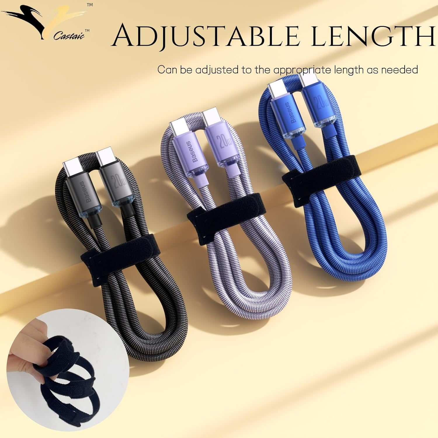 Castaic 100 Pcs Reusable Fastening Cable Ties,Multipurpose, Adjustable Cable Management (T-Black) image number 2