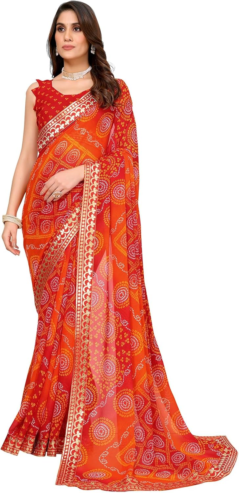 Yashika Women'S Woven Latest Georgette Saree with Lace and Blouse Material