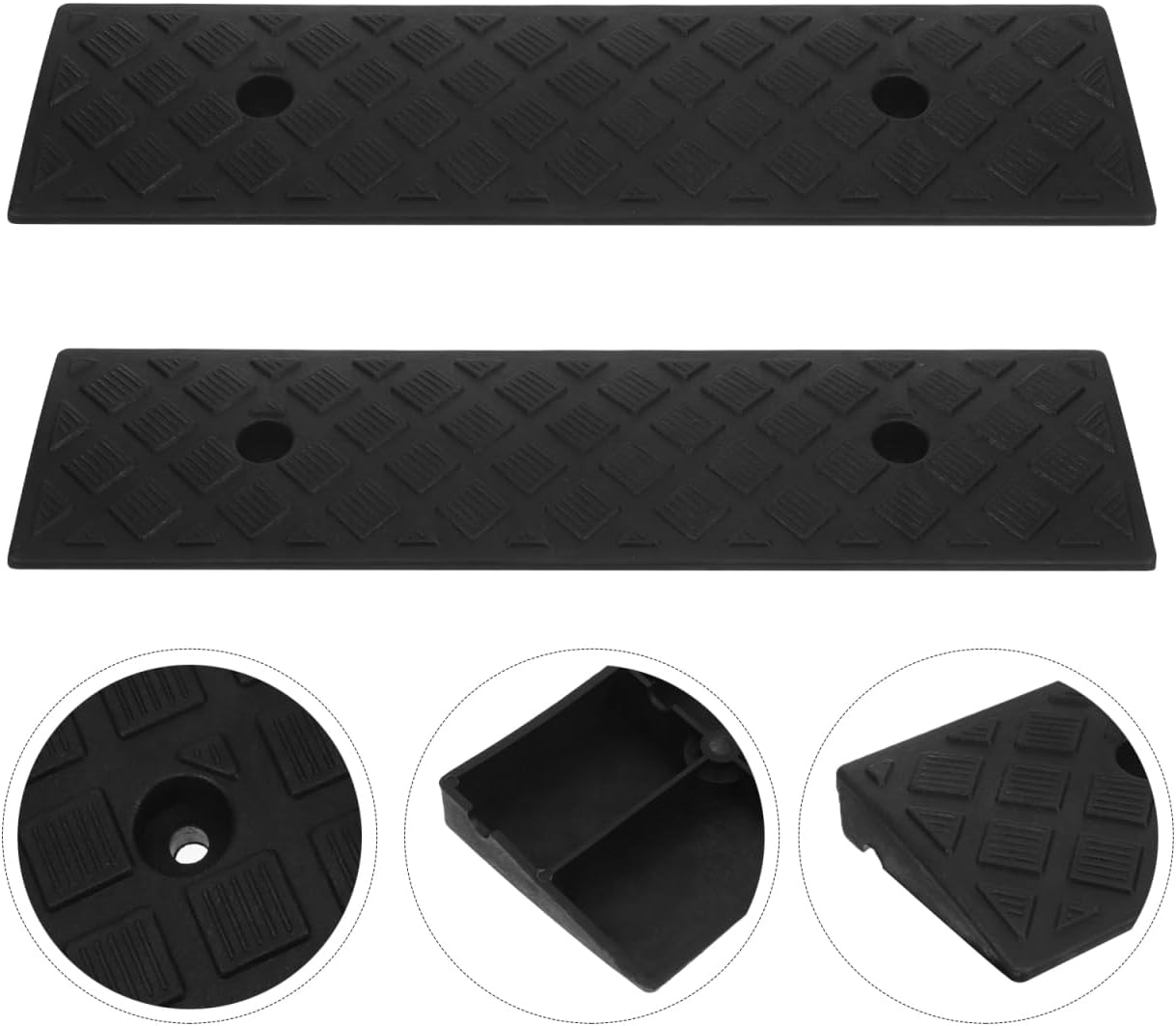 Vaguelly Door Sill Mat 2Pcs Rubber Ramp 2 Inch Height Black Anti-Slip Durable Car Driveway Curb Ramp for Garage Steps Sidewalks Motorcycle Wheelchair image number 2
