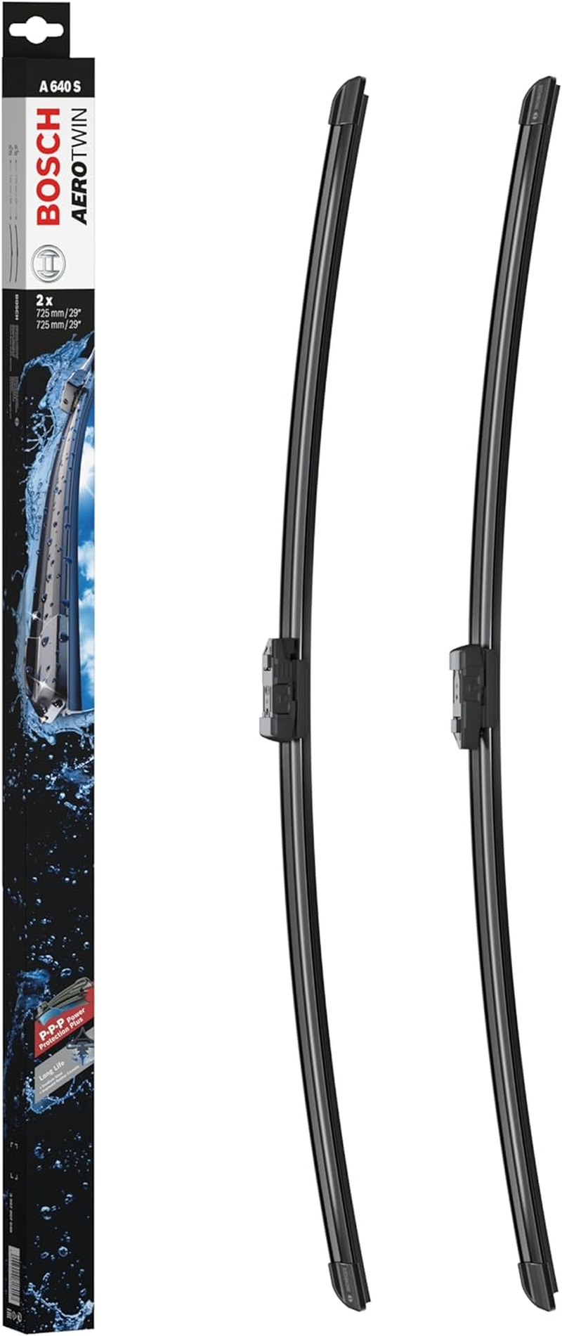 BOSCH Aerotwin Wiper Blade Set A640S &ndash; 725Mm & 725Mm | Flat Blade Design | Power Protection plus | Ice Build-Up Prevention | Oe-Quality Replacement image number 4