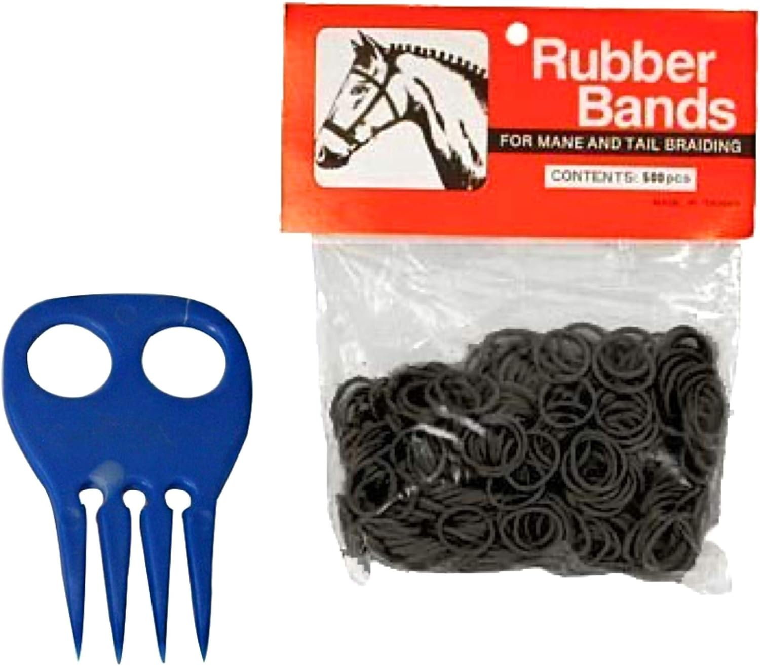 Horse Mane Braiding and Banding Bundle - Mane/Tail Rubber Bands, Braid Aid Braiding Comb (Black)