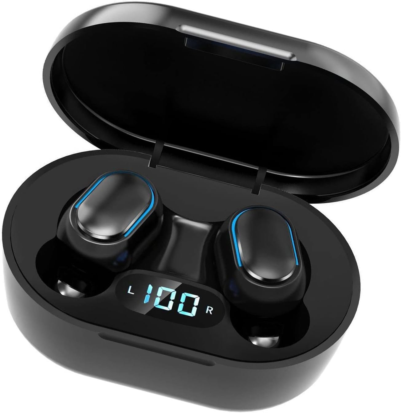 BT Gaming Earbud, Noise Cancelling Headphones with Charging Case, Wireless Headphones with Low Latency and Power LED Display, Sports Headphones for Online Meetings image number 4