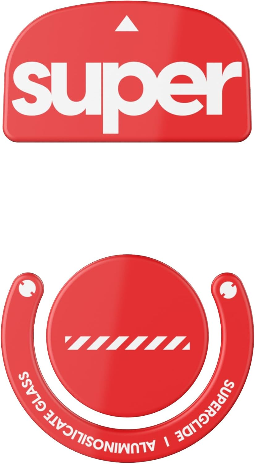 Pulsar Gaming Gears Superglide - Super Smooth Polished Surface Mouse Feet/Skates Made with Ultra Strong Flawless Glass Fast and Durable Sole for Logitech G Proxsuperlight (Red, 2), (LGSSGR2)