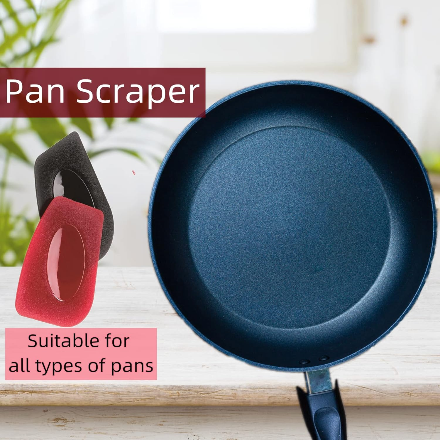 Grill Pan Scrapers Set,Plastic Grill&Pan Cleaner Utensil Black and Red BBQ Tool Durable Set for Cast Iron Skillet, Grill Pans, Frying Pans, Wok, Cookware-4Pcs image number 6