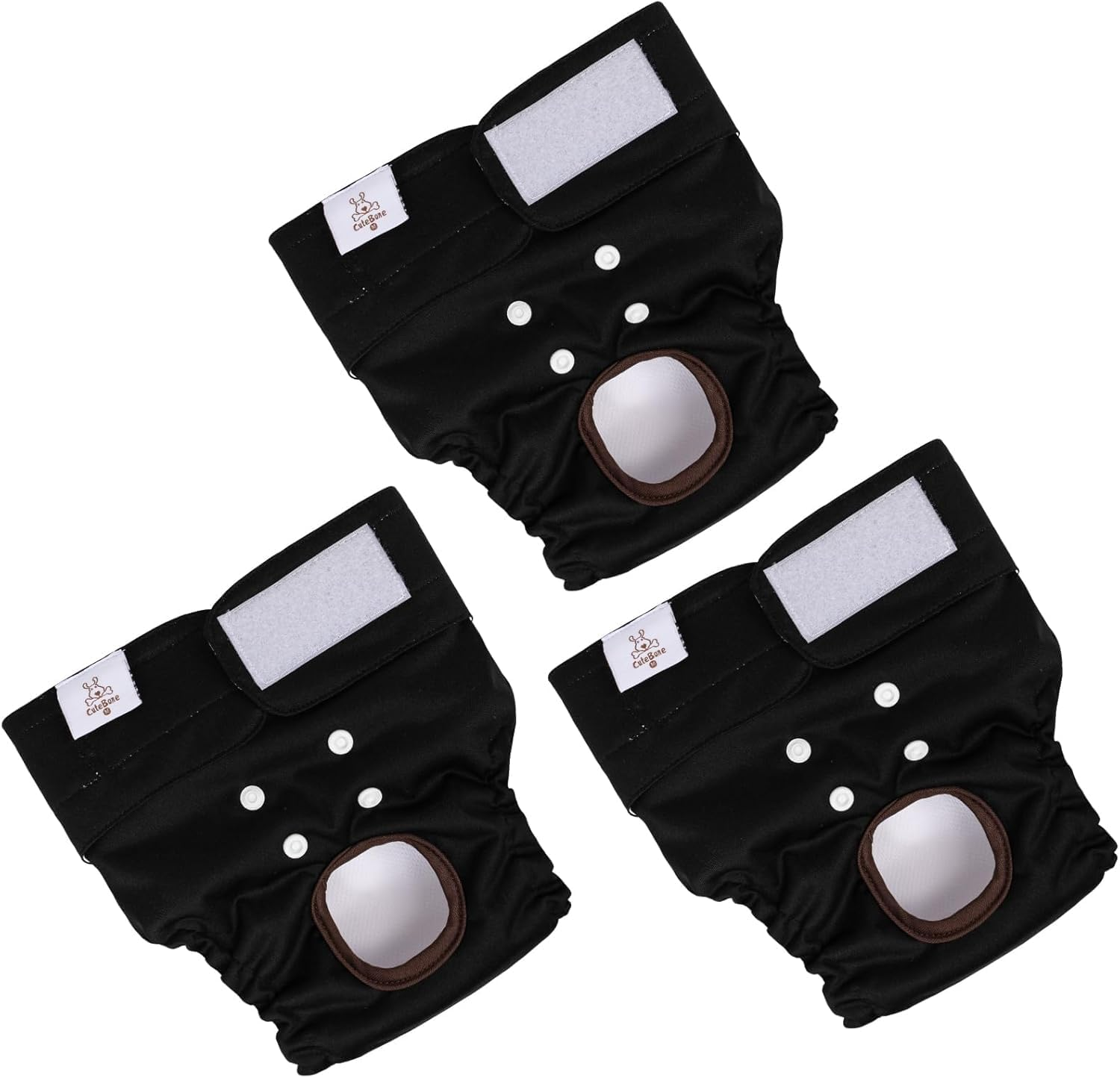 Cutebone Dog Diapers Female Washable Small Medium Large 3 Pack Reusable Doggie Diapers Puppy Period Pants for Doggy Heat Cycle Peeing D60S-AU image number 5