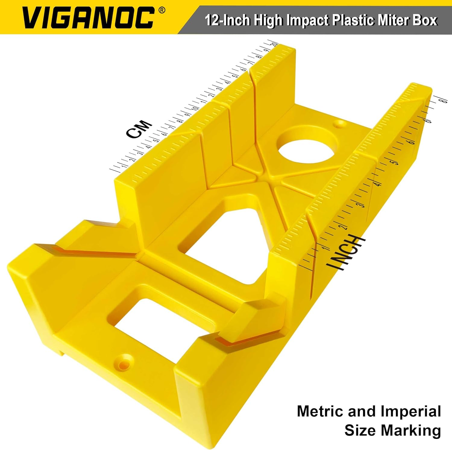 Viganoc 12-Inch High Impact Plastic Mitre Box, 3 Way Action Hacksaw Miter Box for Woodworking, DIY, Home Decoration image number 5