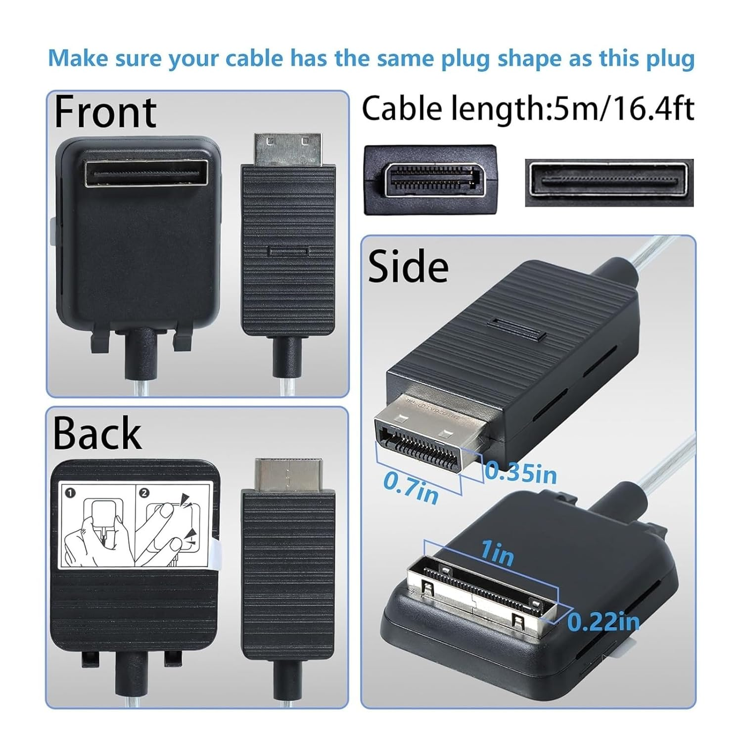BN39-02395A 5M One Connect Cable Accessories，Compatible for Samsung TV QN55Q7CNAFXZA GQ65Q8CNGTXZG QN75Q9FNAF UN43LS03NAFXZA