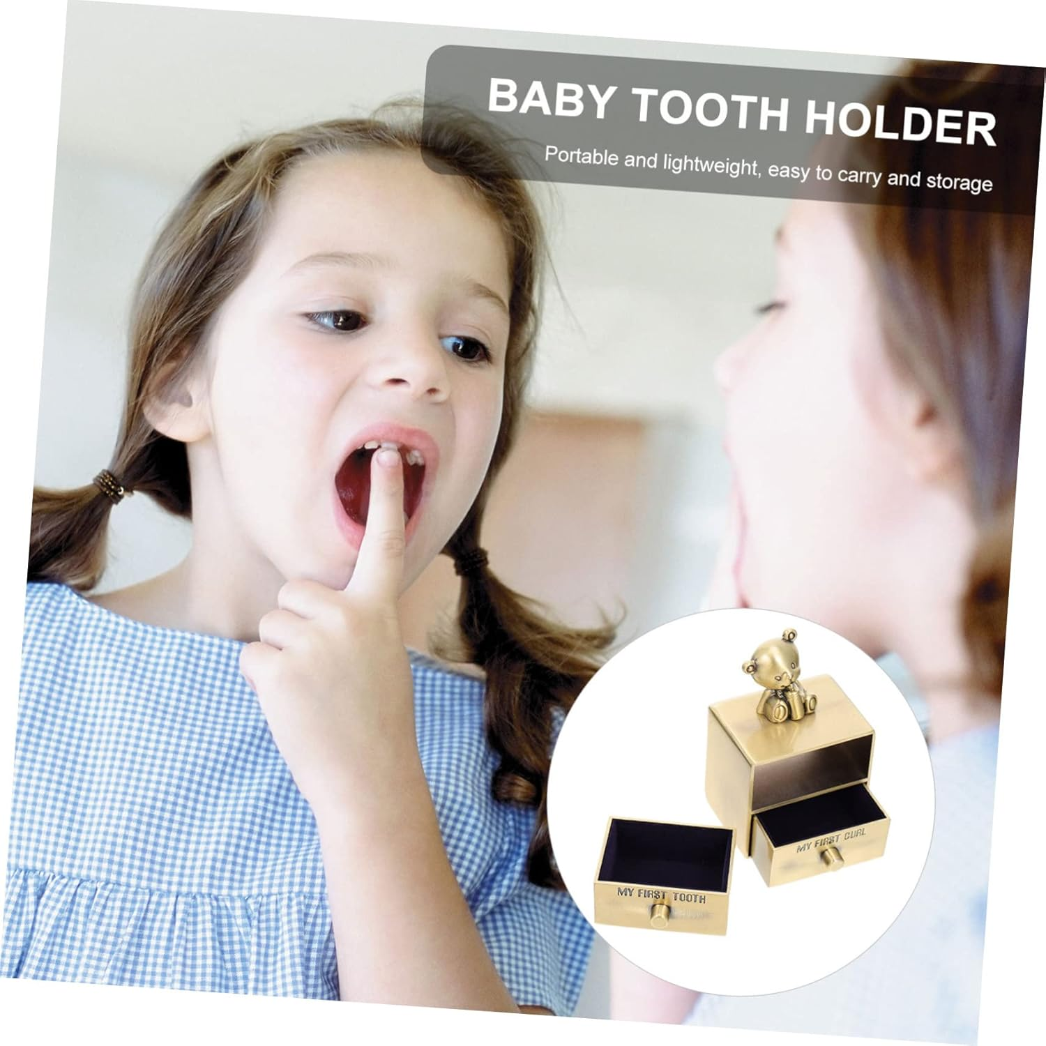 Yardwe Baby Teeth Organizer and Deciduous Tooth Storage Box for Boys and Girls Sturdy Drawer-Style in Suitable for Infant Preservation and Collection image number 5