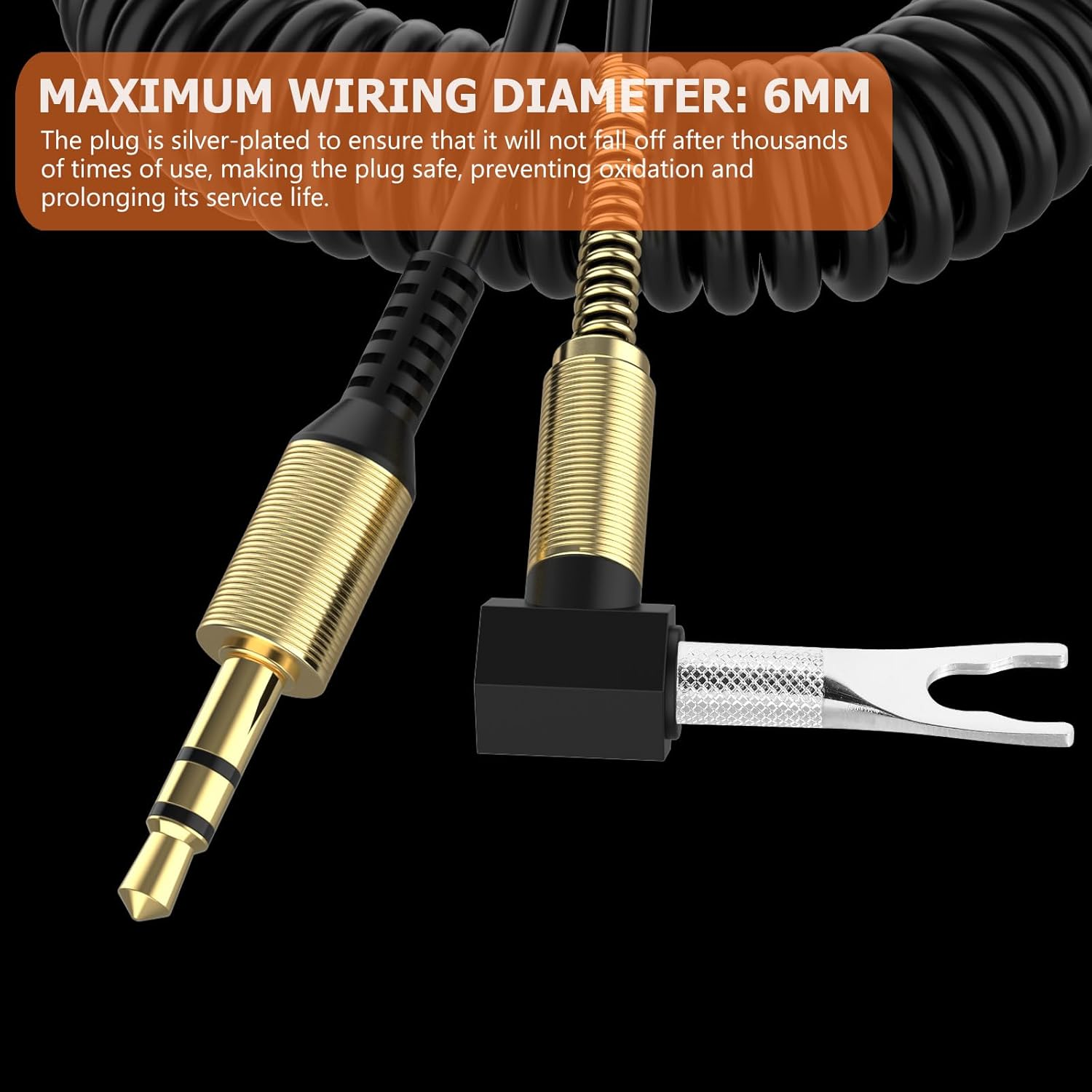 MUCKLILY Silver Plated Y Shape Speaker Cable Banana Plug Connector U-Type Audio Screw Fork with Conductor No Soldering Oxidation Resistant for Home Audio Systems