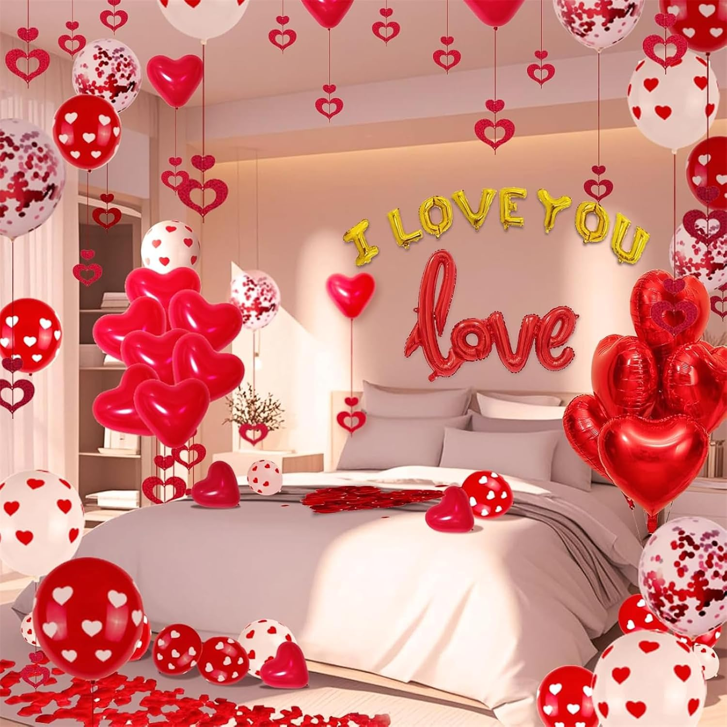 50Pcs Red White Heart Valentines Day Latex Balloons with 2 Ribbons for Romantic Decorations Engagement Wedding Anniversary Birthday Supplies image number 6