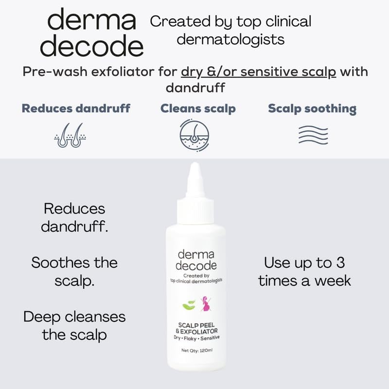 Derma Decode Dandruff Remover Pre-Shampoo Scalp Treatment for Dry Hair/Scalp | Moisturizing anti Dandruff Scalp Exfoliator with Salicylic Acid & Tea Tree Oil - 120 Ml image number 4