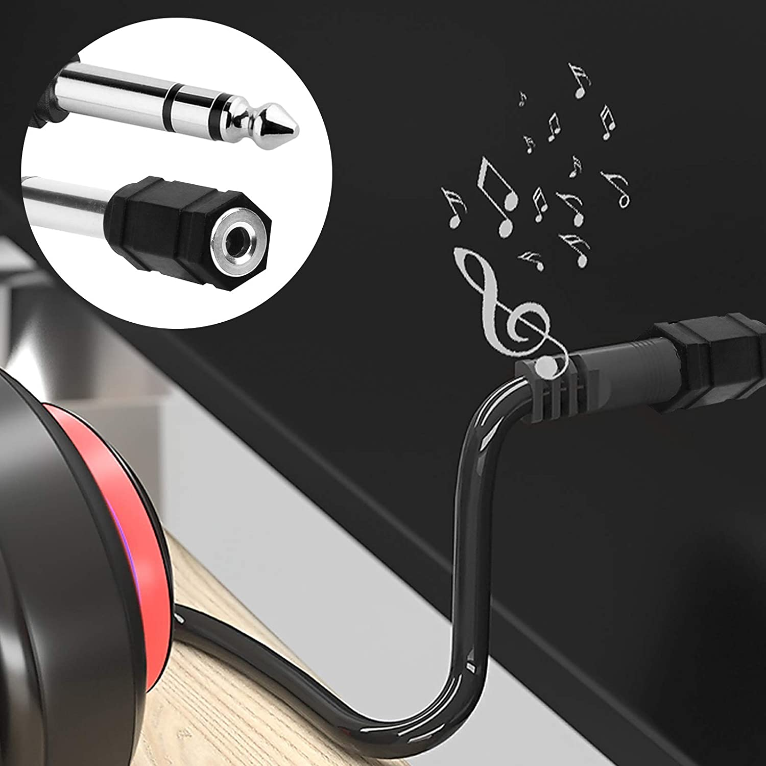 Dakuan Pack of 6, 6.35/6.5 Mm to 3.5 Mm Headphones Adapters, Stereo Audio Adapter 1/4 Inch Male -1/8 Inch Female Headphone Jack image number 2