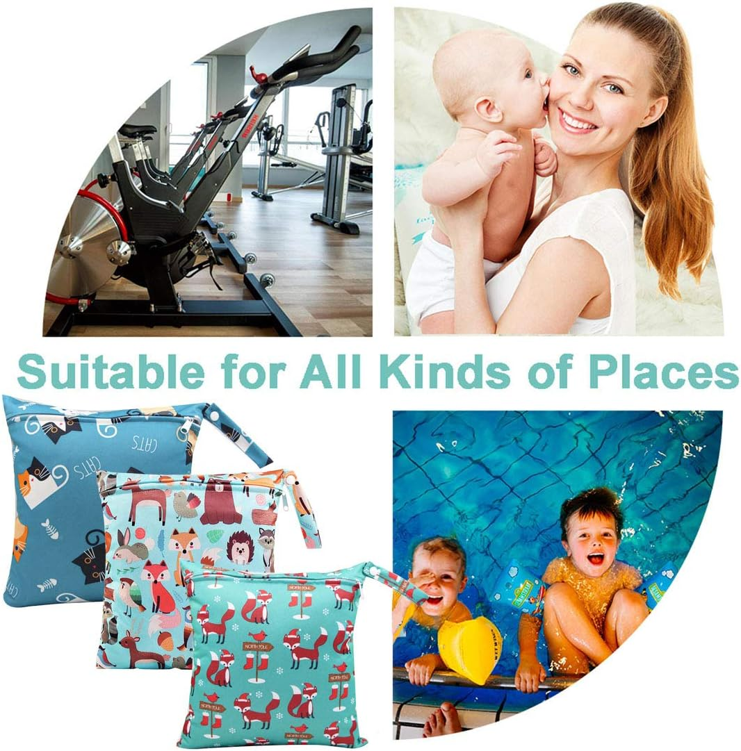 Wet Bag, Wet Bag, Pack of 3 Nappy Bag, Changing Bag, Wet Bags, Reusable Organiser Bag, Washable with Zip for Baby, Toddler, Travel, Gym image number 3