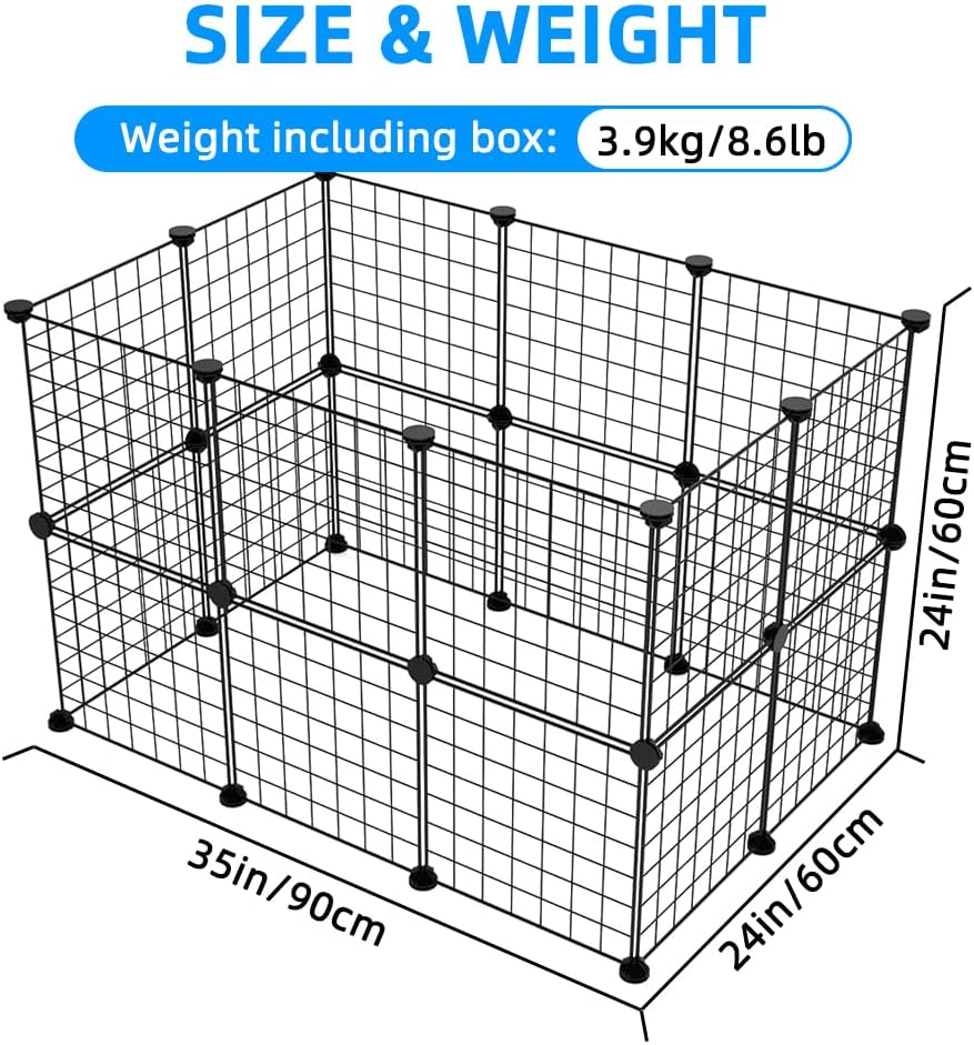 Ricjurzzty Pet Playpen,Portable Metal Wire Mesh XXS Size 30Cm(11.8In),Small Animal DIY Pen Cage Yard Fence,Outdoor & Indoor for Kitty,Puppy,Rabbit Hedgehog,Guinea Pig,Chinchilla (20 Panels, Black) image number 1