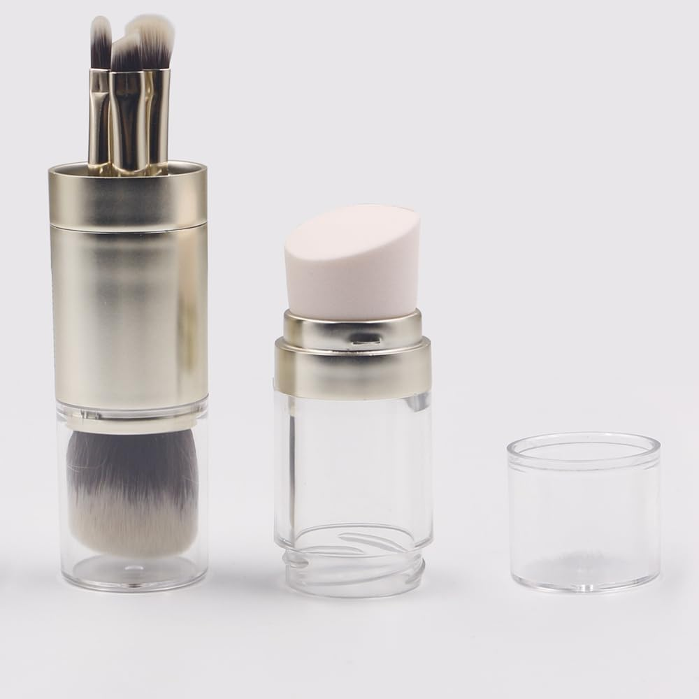 Arti Amigo 5 in 1 Premium Makeup Brush Set &ndash; Retractable Foundation Brush with 3 Detachable Eye Brushes | Compact Portable Design for Blending, Contouring & Eyeshadow | Soft Synthetic Bristles image number 4