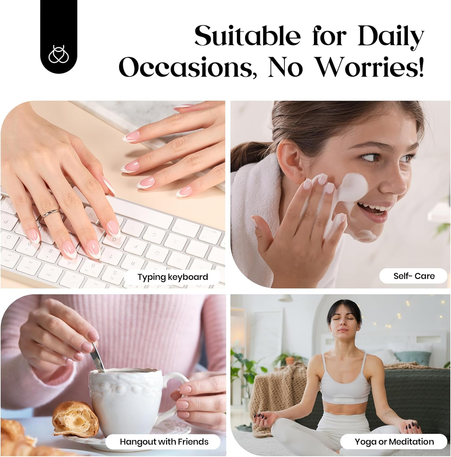 Beetles French Press on Nails 150Pcs Pink Short Square Fake Nails DIY 4 in 1 Nail Glue Pre-Applied Manicure DIY for Nail Extension image number 1