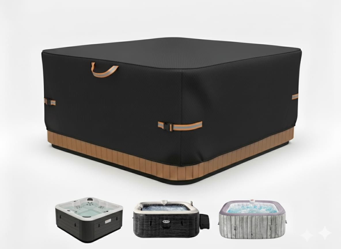 Hot Tub Cover Protector 600D Oxford Waterproof &ndash; Outdoor Square Spa Covers for Patio, Garden & Backyard, UV Resistant Dustproof Hot Tub Covers Replacement, Fits 220&times;220&times;30Cm image number 5