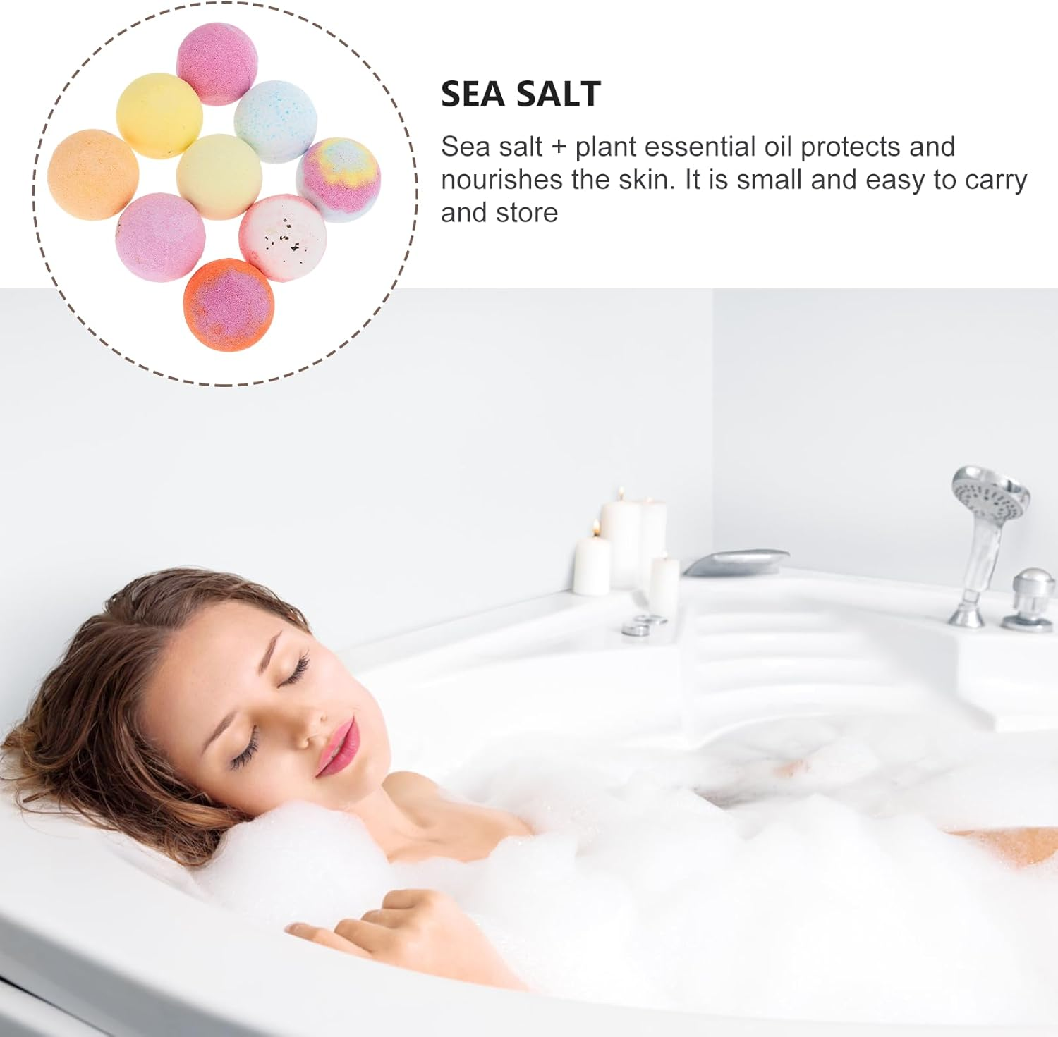 SHERCHPRY Essential Oils Bath Bombs Set 9Pcs 60G Each Aromatherapy Bubble Bath Bombs with Dried Flowers Spa Bathing Salt Balls for Relaxation and Home Spa Experience image number 3