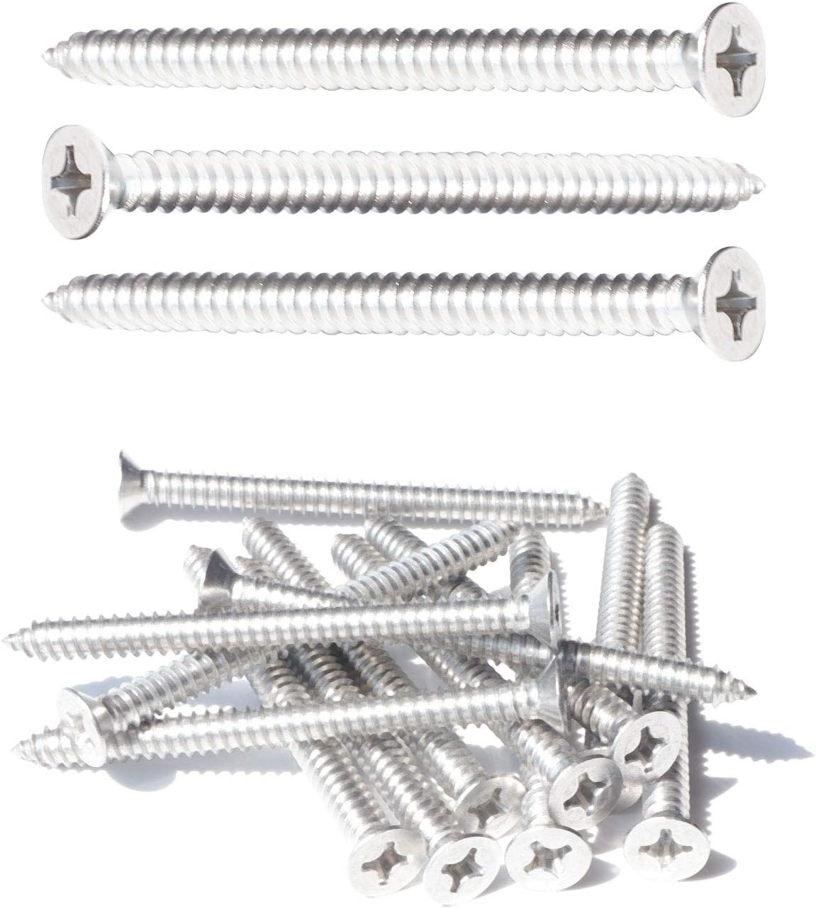 15Pcs #12 X 3 (75Mm) Stainless Flat Head Phillips Wood Screws 18-8 (304) Stainless Steel Countersunk Self Tapping Screws image number 6