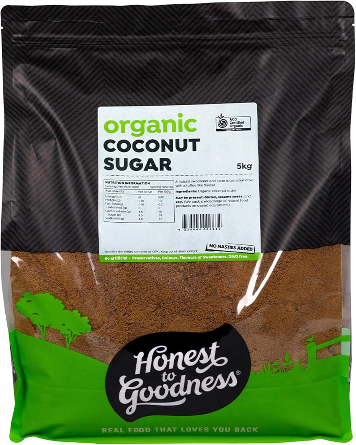 Honest to Goodness Organic Coconut Sugar, 5 Kg - Produced from the Fragrant, Sweet Sap of Coconut Palm Blossoms of the Green Coconut Tree. Delicious Toffee-Like Flavour. image number 3