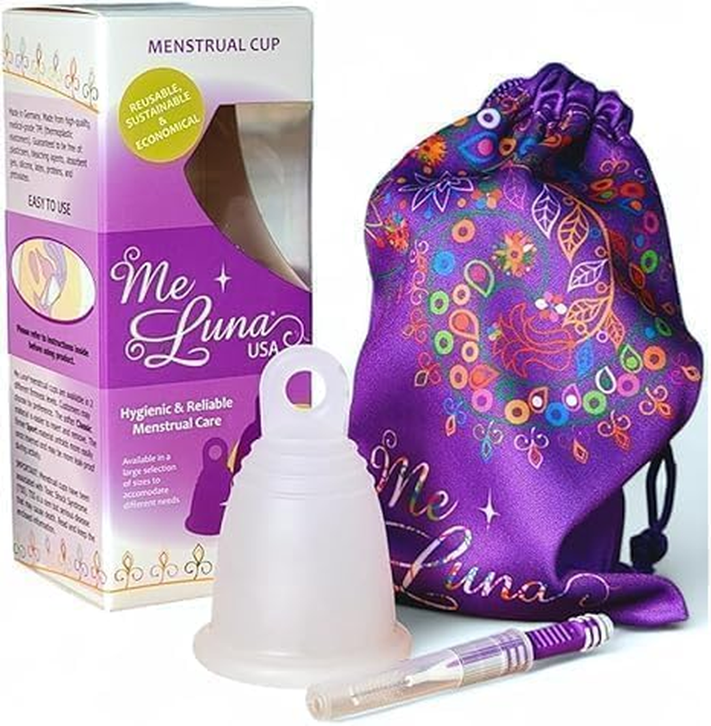Most Customizable Menstrual Cup with Ring Handle | Meluna Me Luna | Comfortable Period Cup Reusable Cup | Tampon Pad Alternative for All Body Types | Classic
