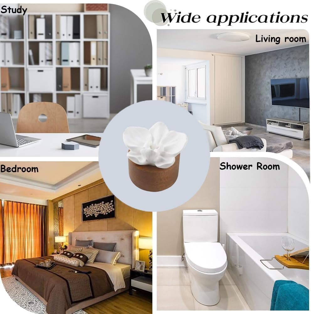 1PCS Essential Oil Passive Flower Diffuser, Ceramic Aroma Diffuser with Phalaenopsis Design, Mini Home Office Essential Oil Warmer, Fragrance Diffuser for Room, Desk, Bedroom image number 3