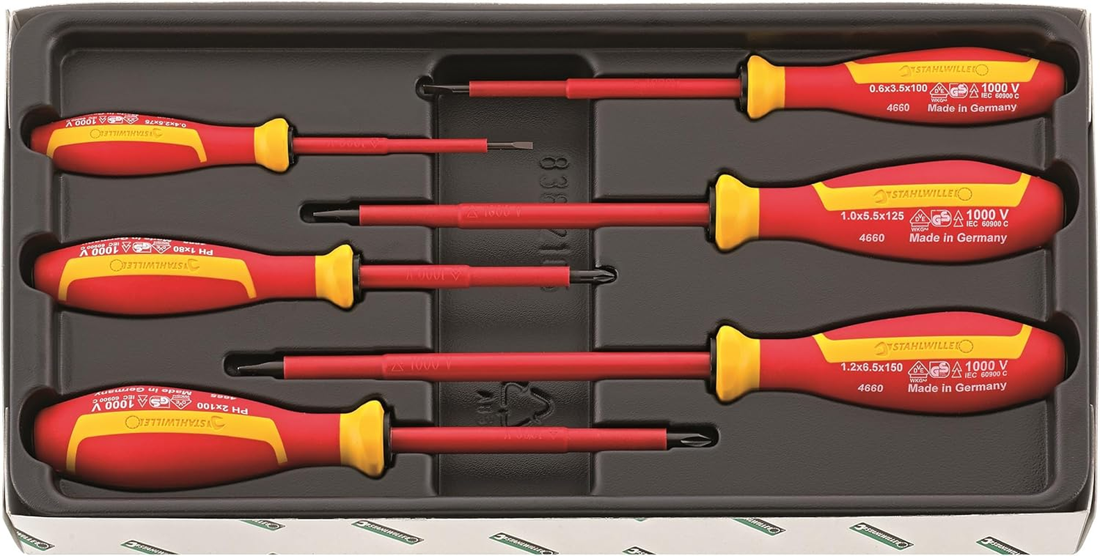 Stahlwille DRALL+ VDE Slotted and Phillips Head Screwdriver Set (6 Pieces) image number 1