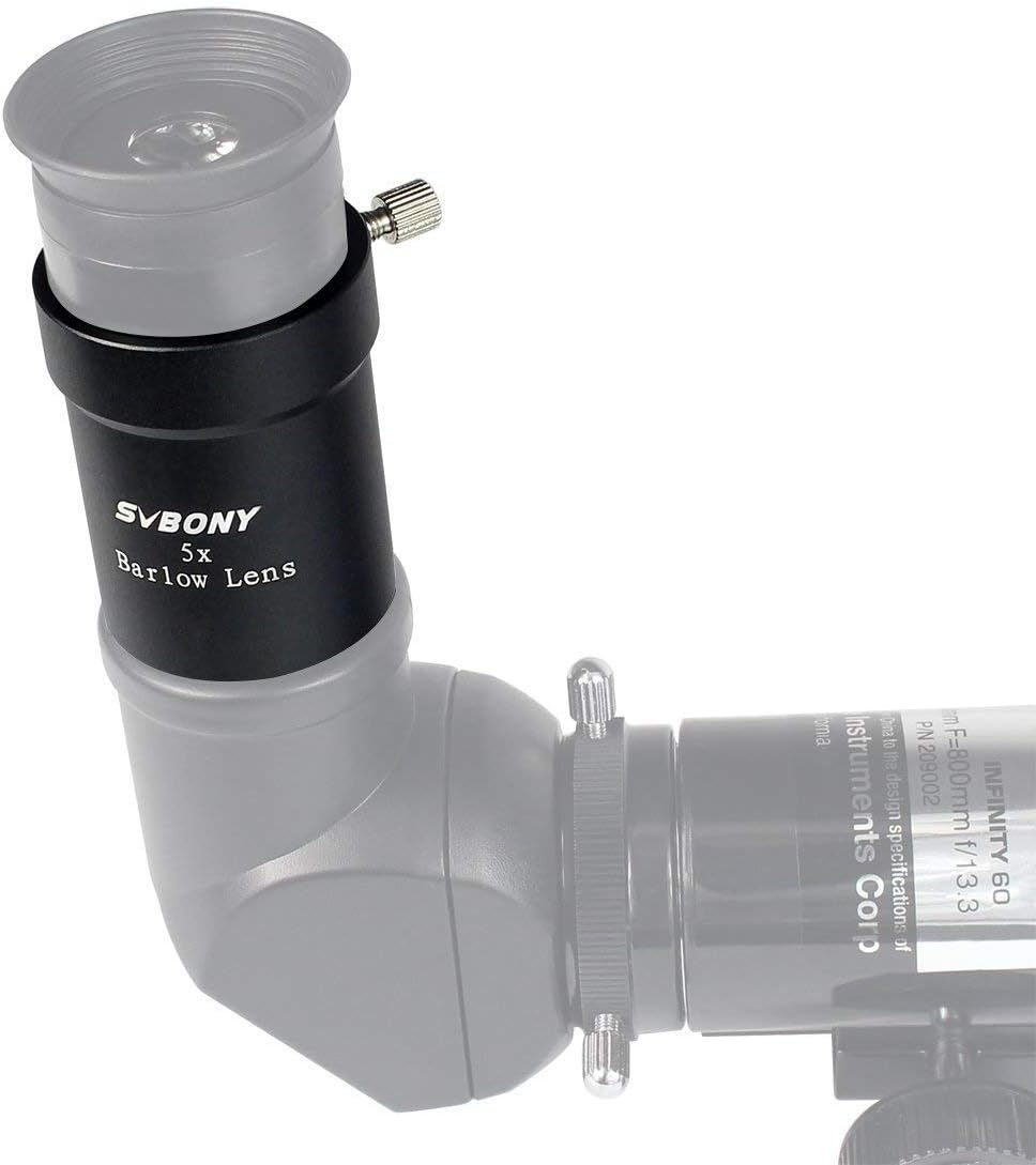 SVBONY Telescope Barlow Lenses, 1.25 Inch Telescope Accessory, Fully Metal Multi Coated Broadband Green Film Barlow Lens 5X for Telescope Astronomy Eyepiece image number 3