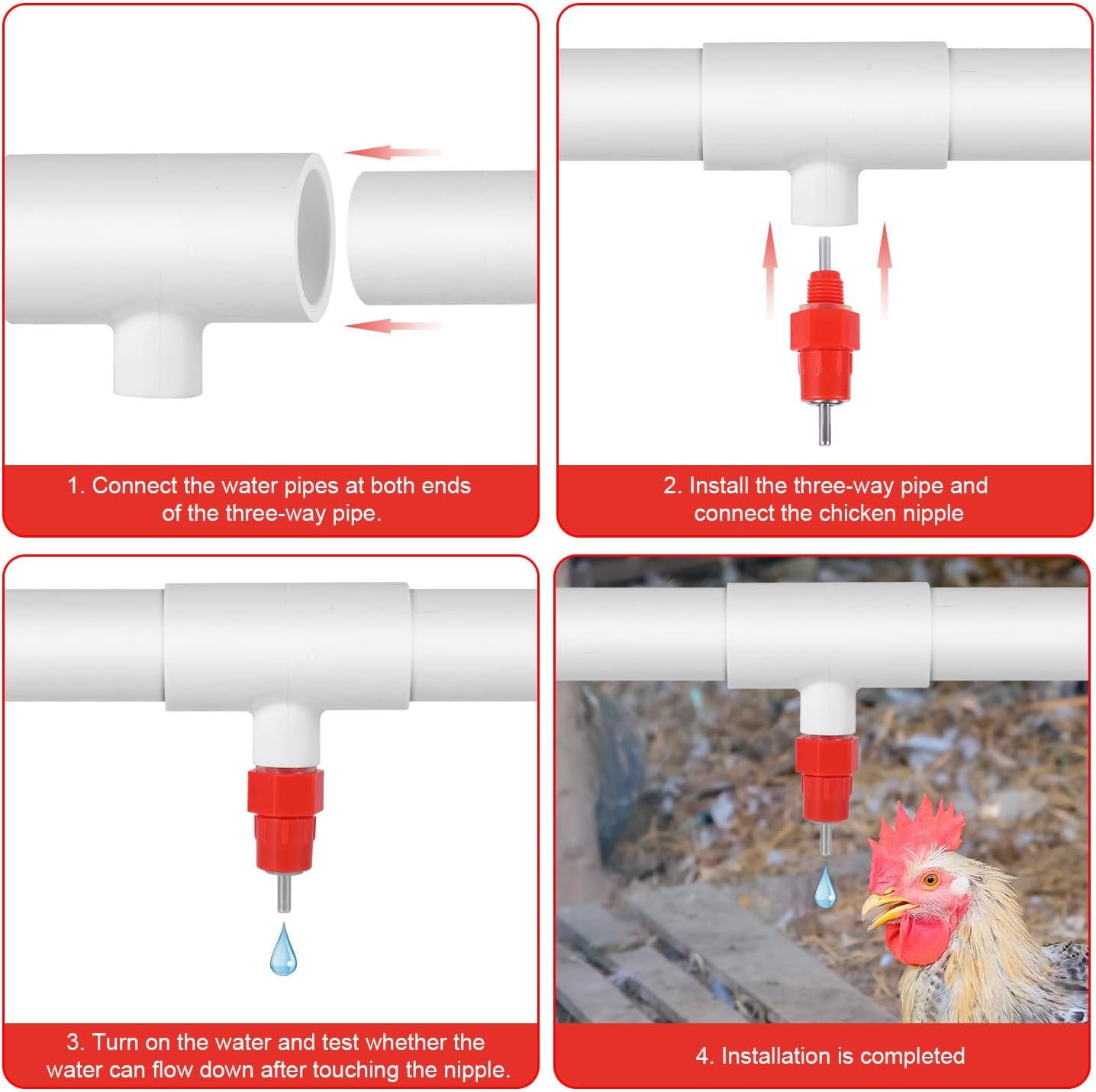 10Pcs Chicken Waterer Nipples, Automatic Chicken Waterer Nipples Poultry Water Nipples Horizontal Chicken Water Nipples Practical Accessories image number 4