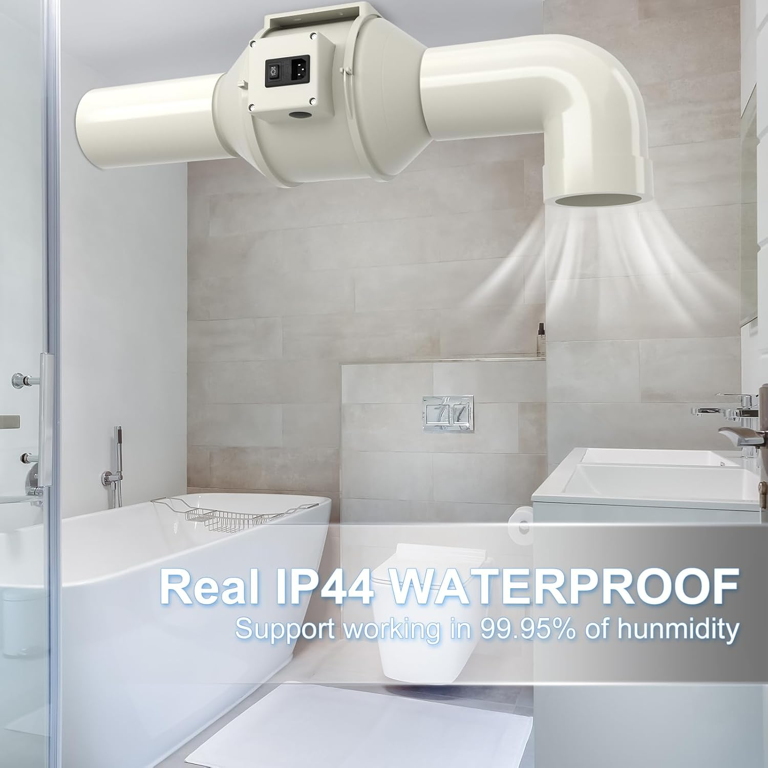 Fangofast Flue Duct Fan 100 Mm Inline Duct Fan Exhaust Fan 230 V Quiet with IEC Socket EU Plug + 1.5 M EU Power Cable for Bathroom, Office, Growth Rooms