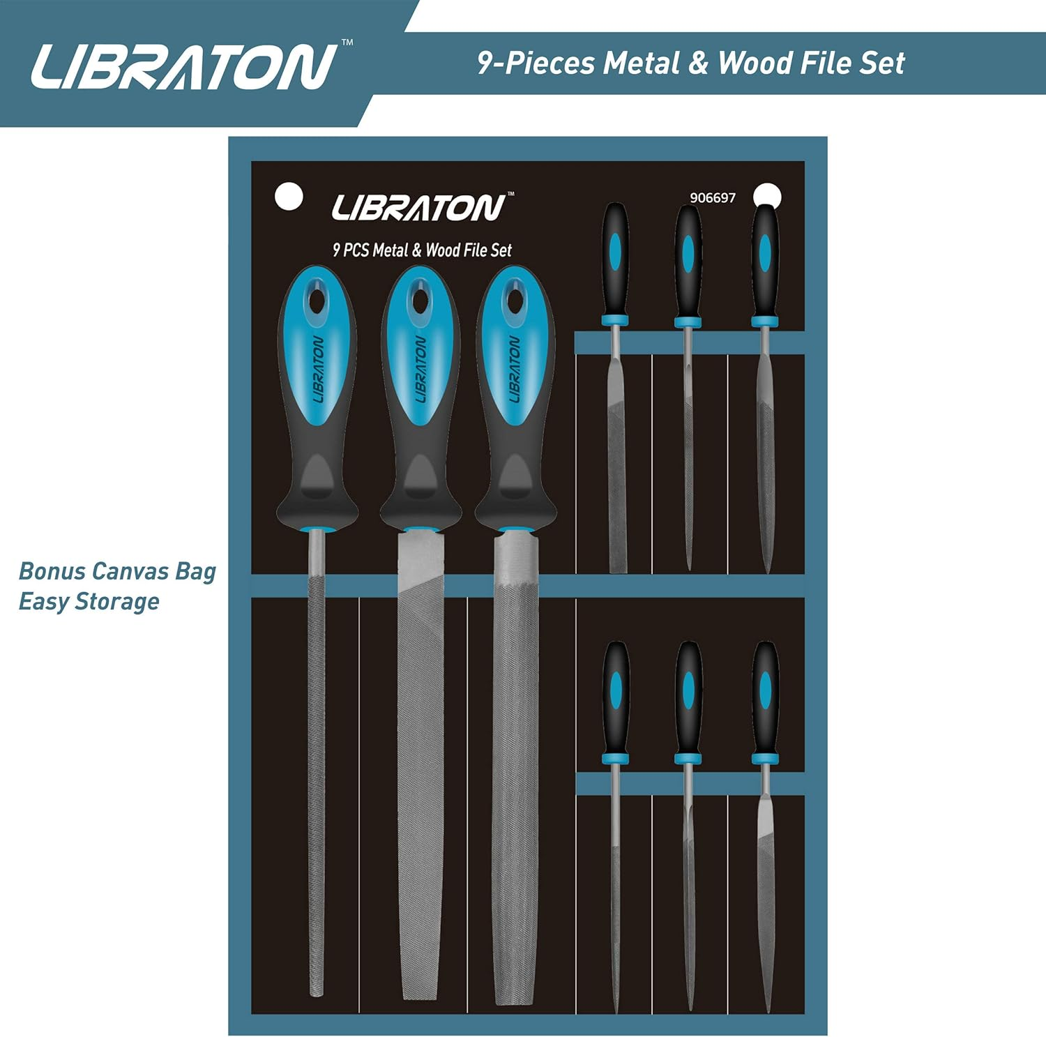LIBRATON Metal Files 9Pcs, File Set for Metal, Needle Files, Files Rasps, Flat, Round, Half-Round Files for Metalworking, Metal, Woodworking, Wood, Carpentry image number 5