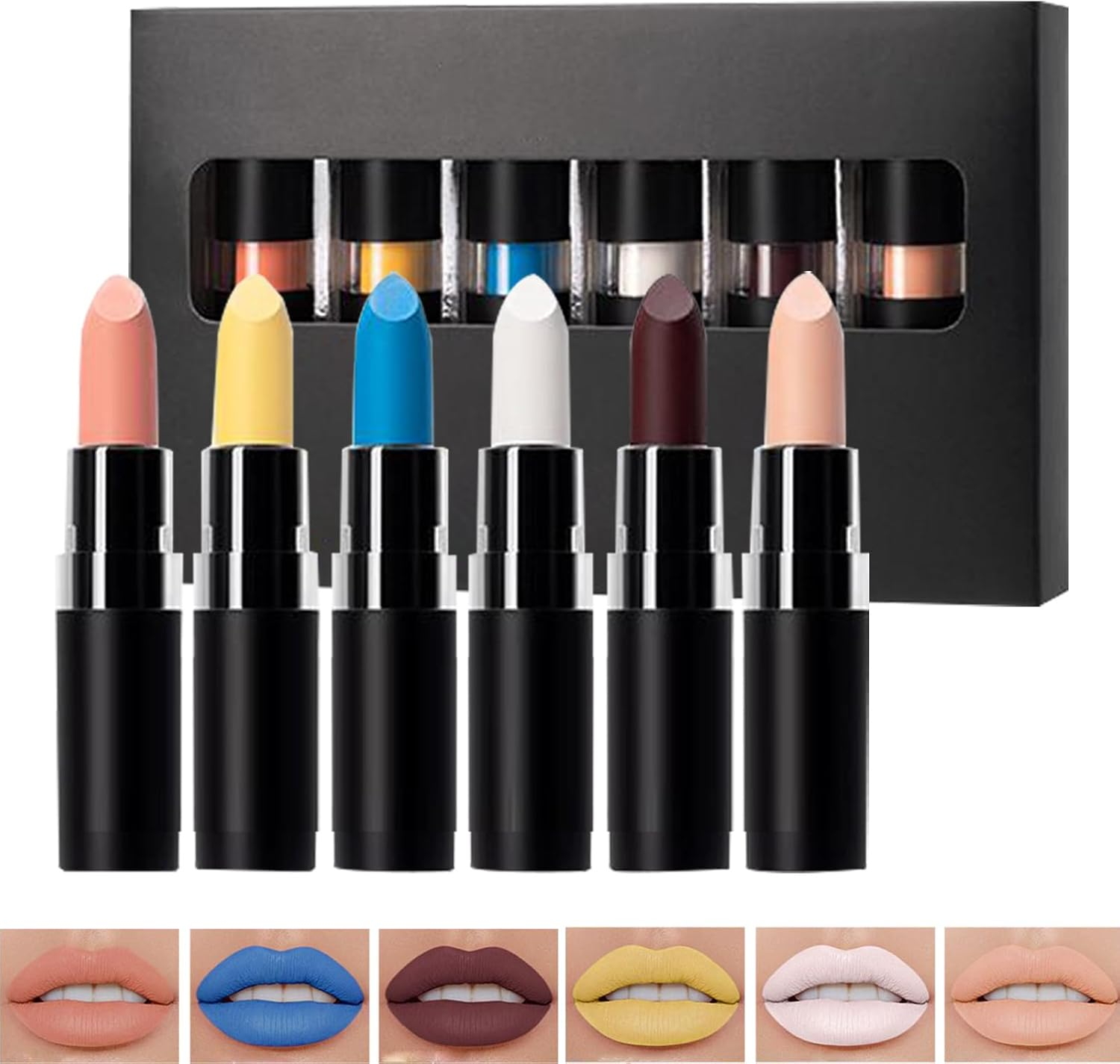 Rronnoy Lipstick Makeup Sets - Dark Black Buildable Lip Color,Hydrating Halloween Lipstick Set for Masquerade Ball Travel Commuting
