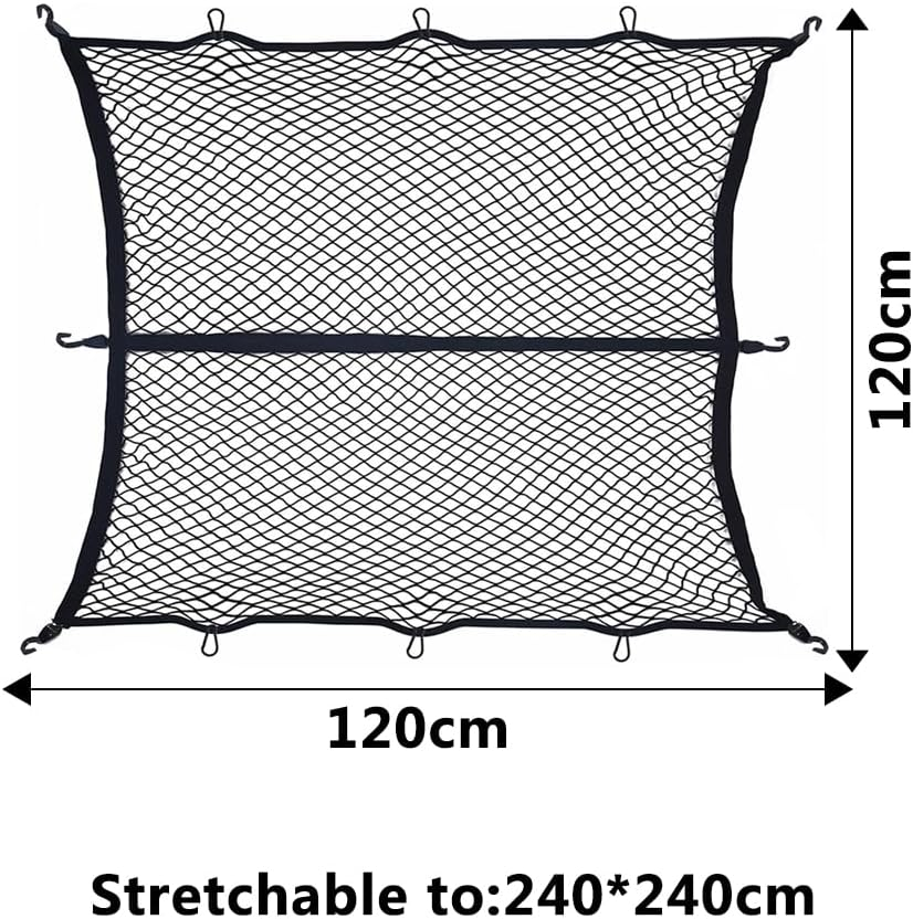 Cargo Net for Pickup Truck Bed, Truck Bed Net, Highly Elastic Cargo Nets, Stretchable Mesh Organizer for Pickup Trunk Beds, Truck Cargo Nets with 6 Pcs Metal Carabiner and 6 Hook image number 1