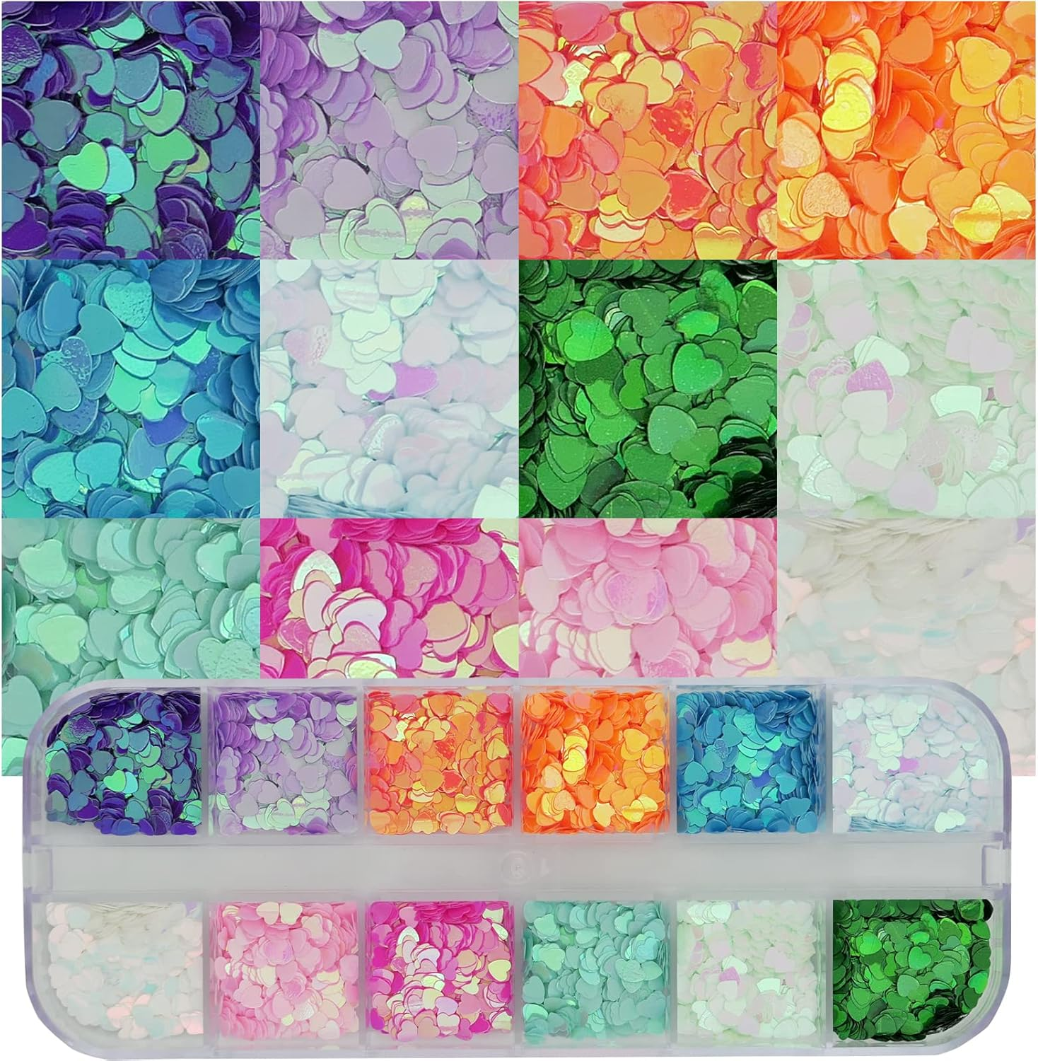 Addfavor 4 Boxes Holographic Nail Glitter Mixed Iridescent Glitters Sequin Flakes Heart Letter Lovely DIY Design Manicure Nail Art Decorations Sets for Nail Art/Craft/Makeup image number 4