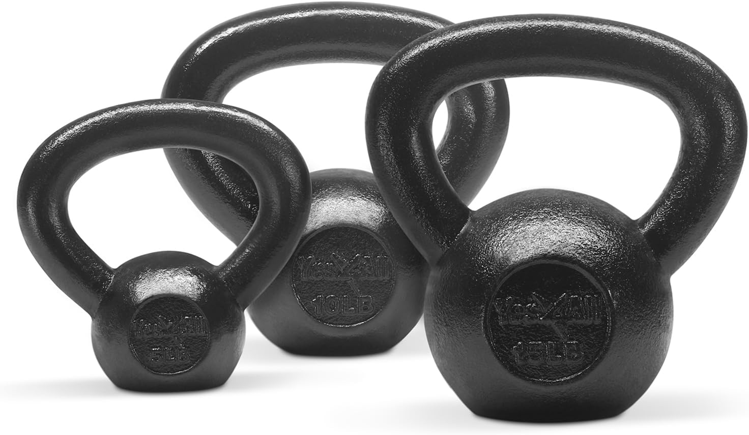 Yes4All Kettlebell Cast Iron Sets 5-10 - 15-20 - 25-30 Lbs, Multi-Level from Beginners to Pros Kettlebell Set for Strength Training & Home Gym Equipment