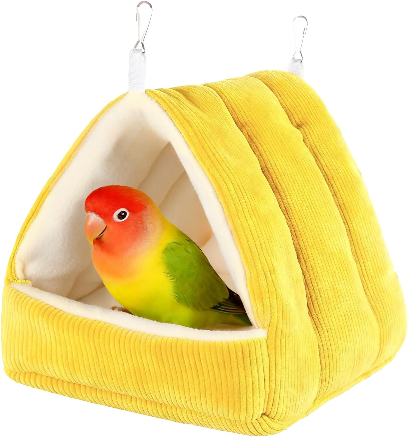 Hoopttay Medium Winter Warm Bird House and Bird Bed for Cage with Soft Plush Hanging Hammock & Hut Tent, Hideaway Sleeping Nest for Budgies, Parakeets, Cockatiels (Grey, M)