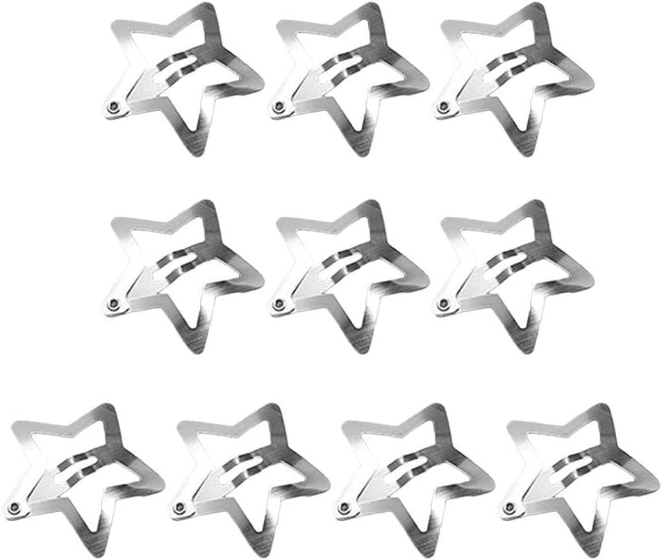 10Pcs Silver Star Hair Clips, Cute Star Hair, Clips Snap Clip Mini Simple Metal Women Headdress Hair Jewellery Hair Accessories image number 4