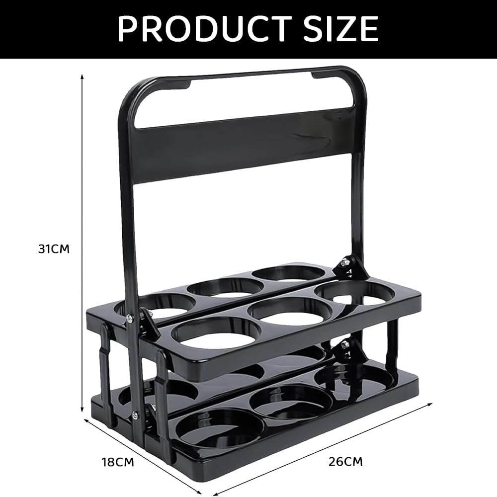 Folding Wine & Drink Carrier with Handle &ndash; Portable 6 Bottle Holder, Collapsible Rack for Beer, Wine, Coffee & Beverages &ndash; Reusable Drink Caddy for Picnic, BBQ, Catering & Kitchen Storage image number 2