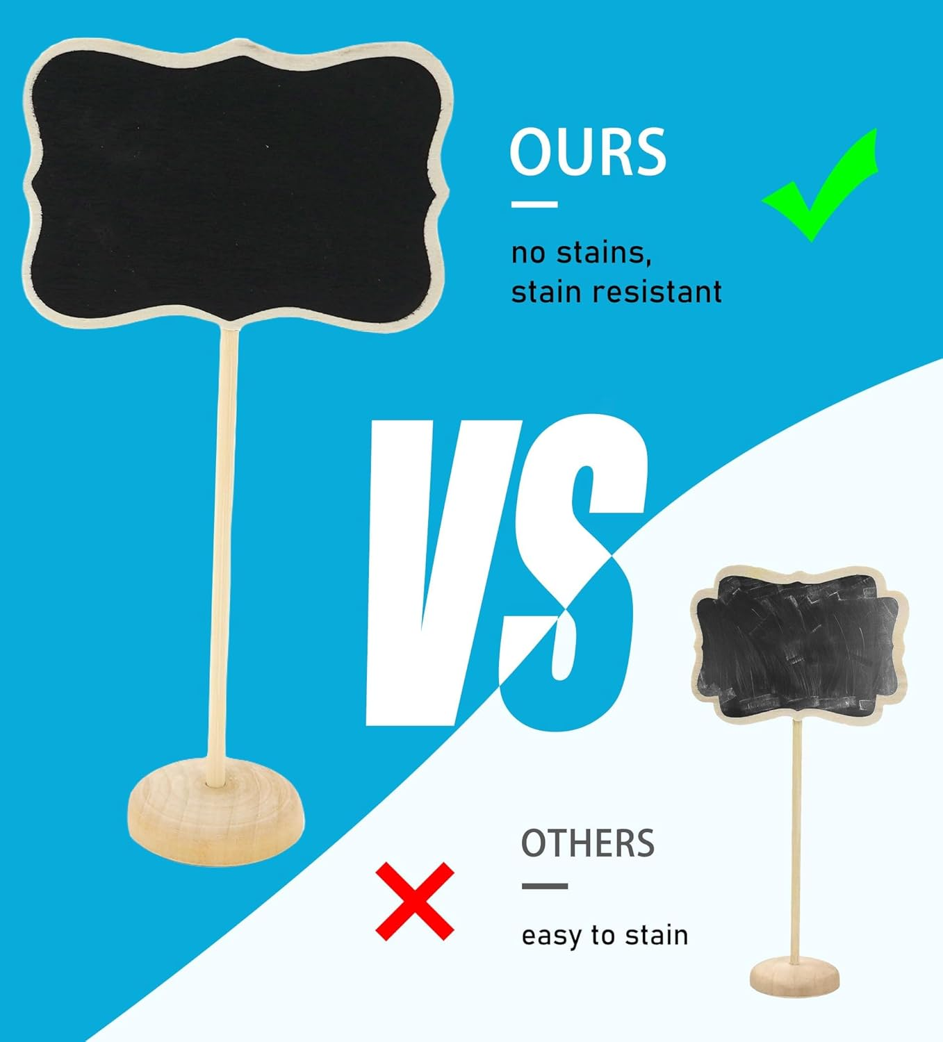 15Pack Wood Mini Chalkboard Signs with Support Easels, Place Cards, Small Wave Rectangle Chalkboards Blackboard for Message Board Signs, Weddings, Birthday Parties, and Special Event Decorations image number 6